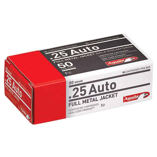 Aguila 25 Auto 50gr FMJ Handgun Ammo - 50 Rounds
