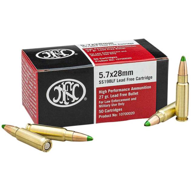 FN SS198LF 5.7x28mm 27gr JHP Handgun Ammo - 50 Rounds