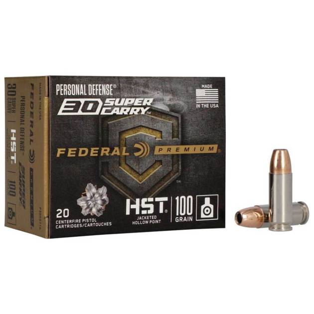 Federal Premium Personal Defense 30 Super Carry 100gr HST JHP Handgun Ammo - 20 Rounds