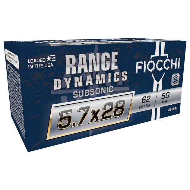Fiocchi Range Dynamics 5.7x28mm 62gr FMJ Handgun Ammo - 50 Rounds
