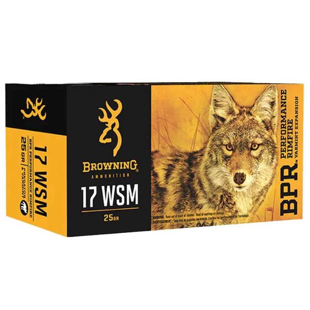 Browning BPR 17 Winchester Super Mag 25gr Polymer Tip Rimfire Ammo - 50 Rounds