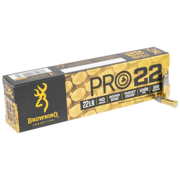 Browning PRO-22 22 Long Rifle 40gr LRN Rimfire Ammo - 100 Rounds