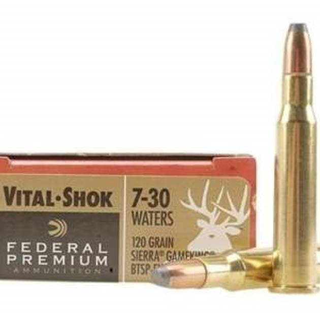 Federal Premium 7-30 Waters 120gr Sierra GameKing BT SP Rifle Ammo - 20 Rounds