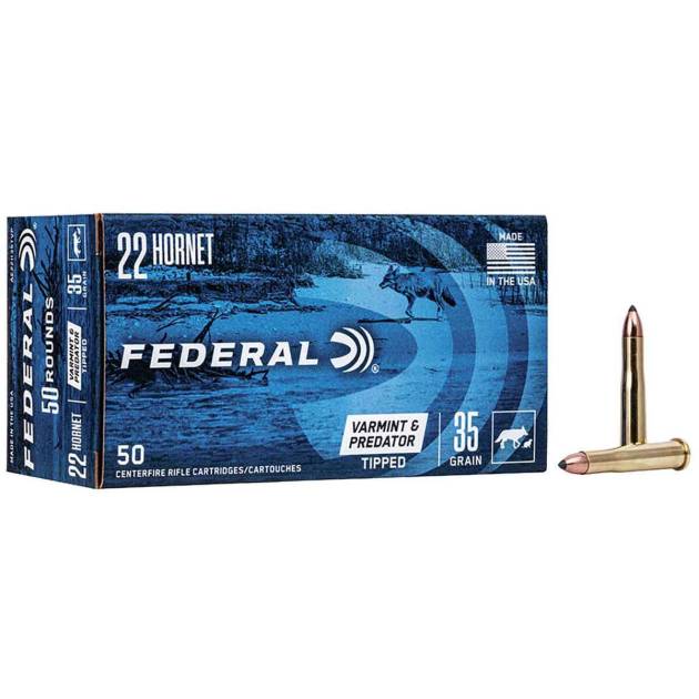 Federal Varmint & Predator 22 Hornet 35gr Tipped Centerfire Ammo - 50 Rounds