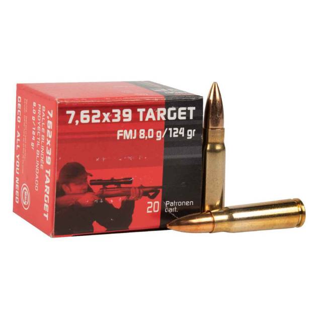 Geco Target 7.62x39mm 124gr FMJ Rifle Ammo - 20 Rounds