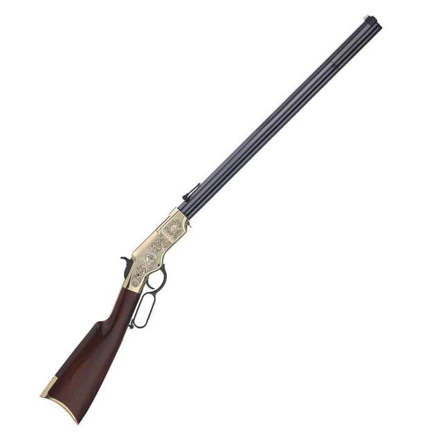 Henry Original Deluxe 25th Anniversary Engraved 44-40 Winchester Blued Brown Lever Action Rifle - 24.5in