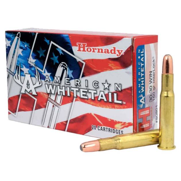 Hornady American Whitetail 30-30 Winchester 150gr Interlock RN Rifle Ammo - 20 Rounds