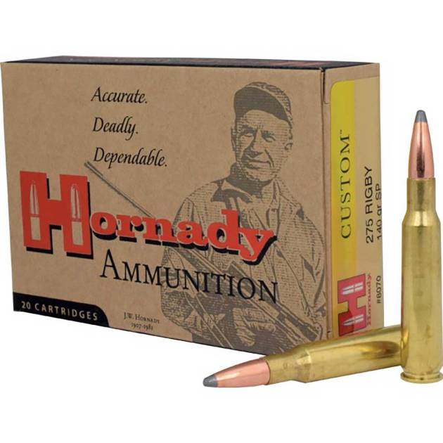 Hornady Custom 275 Rigby (7x57mm Mauser) 140gr Interlock Soft Point Rifle Ammo - 20 Rounds