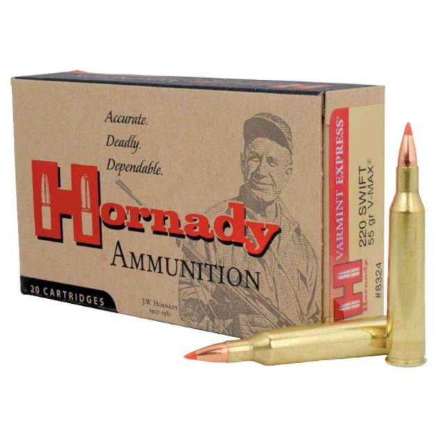 Hornady Varmint Express 220 Swift 55gr V Max Rifle Ammo - 20 Rounds