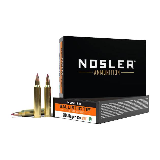 Nosler 204 Ruger 32gr Ballistic Tip Lead Free Varmint Rifle Ammo - 20 Rounds