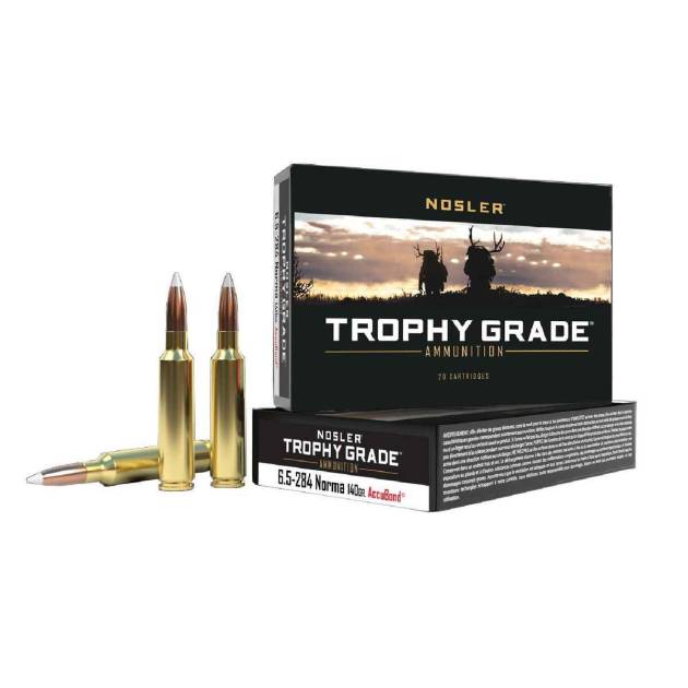 Nosler Trophy Grade 6.5-284 Norma 140gr FMJSP Rifle Ammo - 20 Rounds