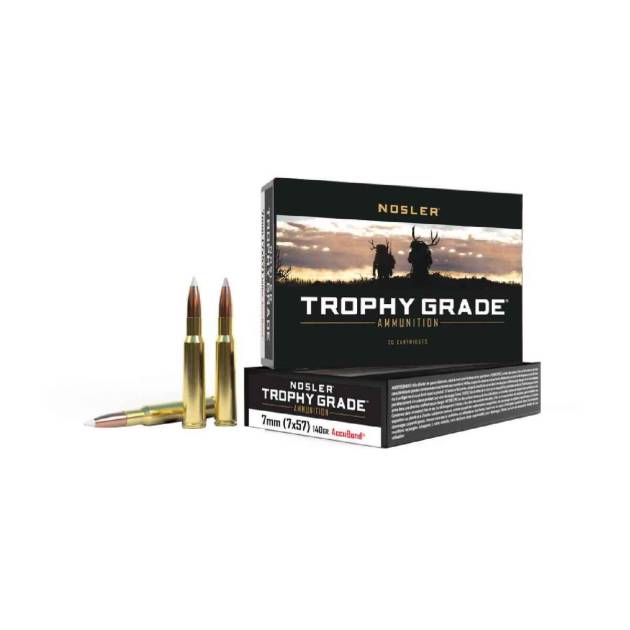Nosler Trophy Grade 7mm Mauser (7X57mm Mauser) 140gr FMJSP Rifle Ammo - 20 Rounds