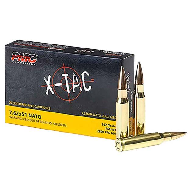 PMC X-Tac 7.62mm NATO 147gr FMJBT Rifle Ammo - 20 Rounds