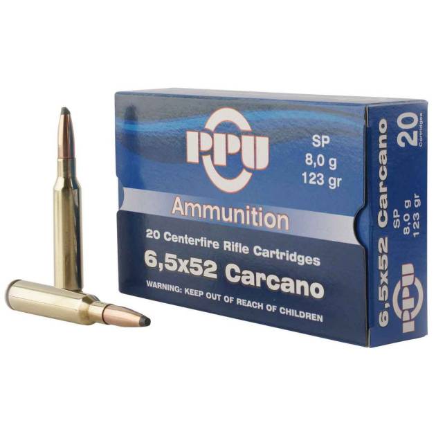 PPU 6.5x52mm Mannlicher Carcano 123gr SP Rifle Ammo - 20 Rounds