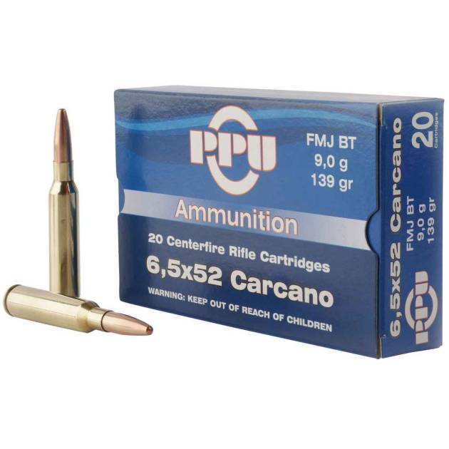 PPU 6.5x52mm Mannlicher Carcano 139gr FMJ Rifle Ammo - 20 Rounds