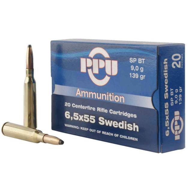 PPU Metric Rifle 6.5x55mm Swedish Mauser 139gr SPBT Rifle Ammo - 20 Rounds