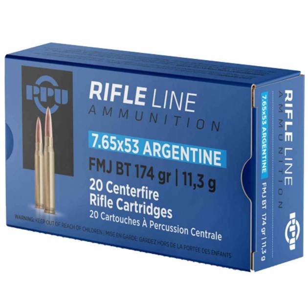PPU Metric Rifle 7.65x53mm Mauser 174gr FMJBT Rifle Ammo - 20 Rounds