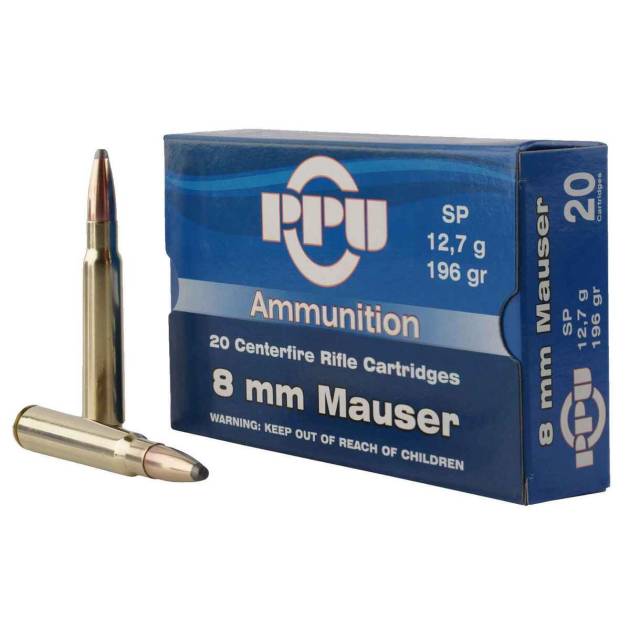 PPU Metric Rifle 8mm Mauser (8x57mm Mauser) 196gr SP Rifle Ammo - 20 Rounds