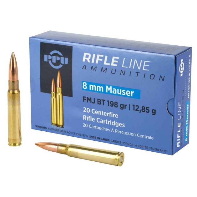 PPU Metric Rifle 8mm Mauser (8x57mm Mauser) 198gr FMJ Rifle Ammo - 20 Rounds