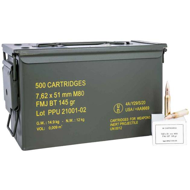 PPU Rangemaster 7.62mm NATO 145gr FMJBT Rifle Ammo - 500 Rounds