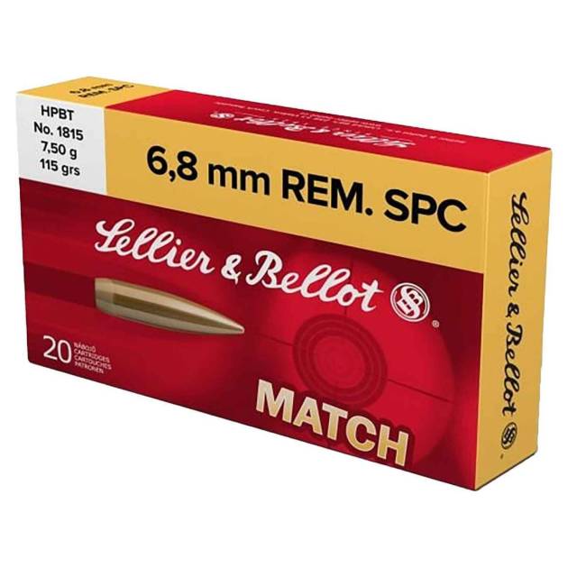 Sellier & Bellot 6.8mm Remington SPC 115gr HPBT Rifle Ammo - 20 Rounds