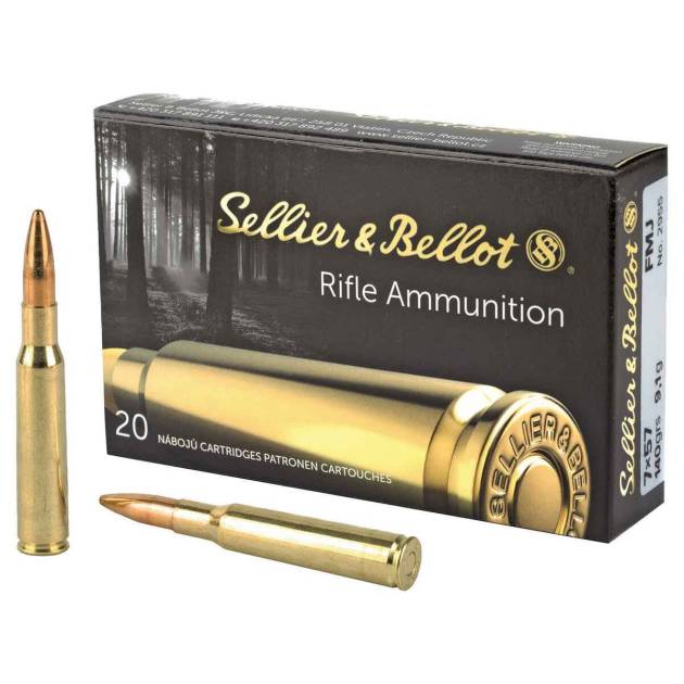 Sellier & Bellot 7mm Mauser (7x57mm Mauser) 140gr FMJ Rifle Ammo - 20 Rounds