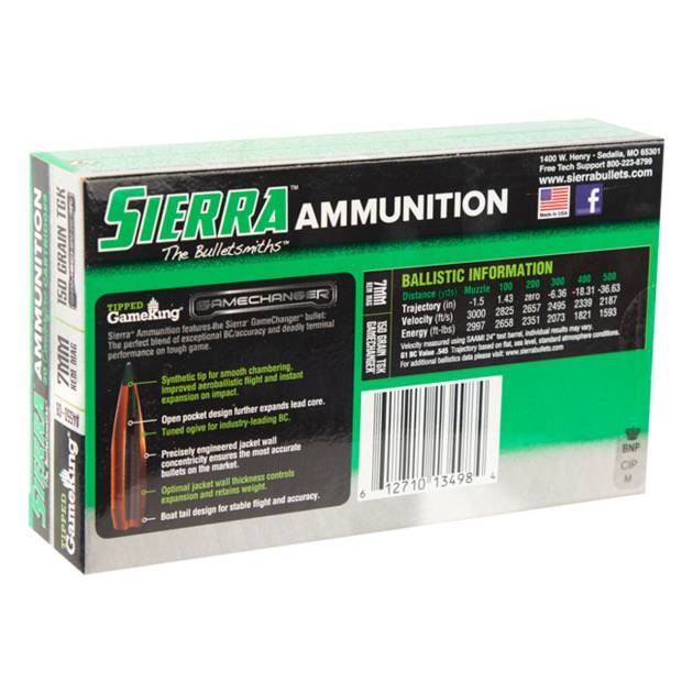 Sierra GameChanger 7mm Remington Magnum 150gr TGK Rifle Ammo - 20 Rounds