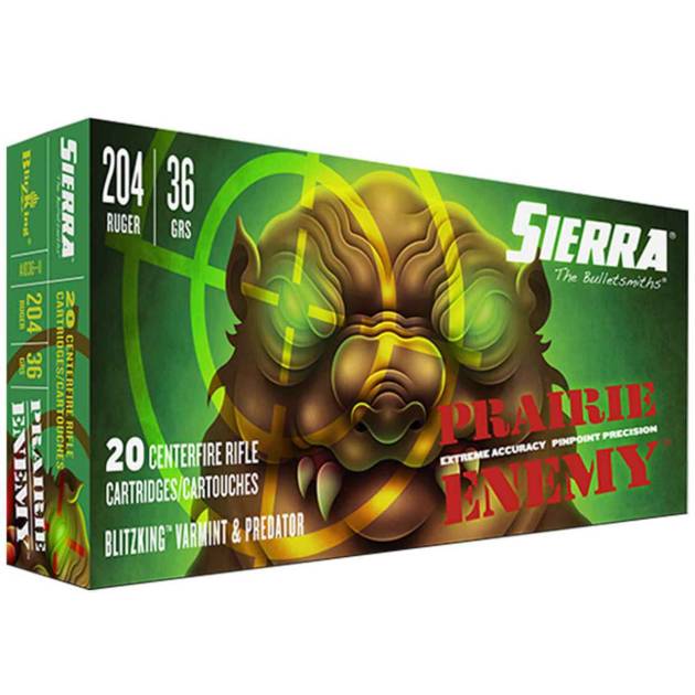 Sierra Prairie Enemy 204 Ruger 36gr BlitzKing Rifle Ammo - 20 Rounds