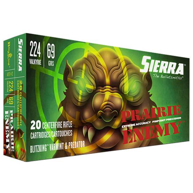 Sierra Prairie Enemy 224 Valkyrie 69gr Blitzking Rifle Ammo - 20 Rounds