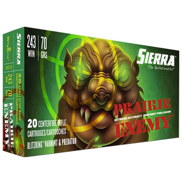 Sierra Prairie Enemy 243 Winchester 70gr Blitzking Rifle Ammo - 20 Rounds