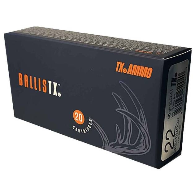 Texas Ammo BallisTX 22 Creedmoor 80gr ELD-M Rifle Ammo - 20 Rounds