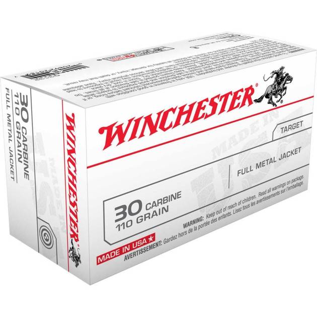 Winchester 30 Carbine 110gr FMJ Rifle Ammo - 50 Rounds