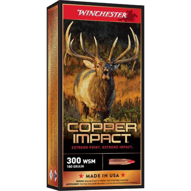 Winchester Copper Impact 300 WSM (Winchester Short Mag) 180gr Extreme Point Rifle Ammo - 20 Rounds
