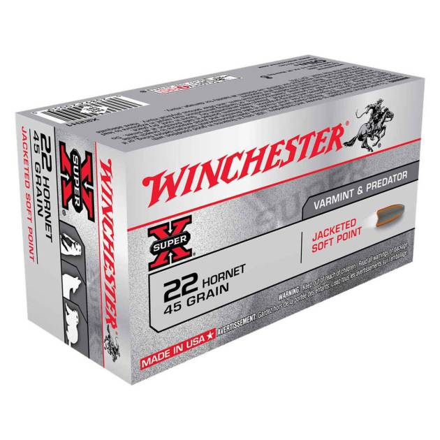 Winchester Super-X 22 Hornet 45gr JSP Rifle Ammo - 50 Rounds