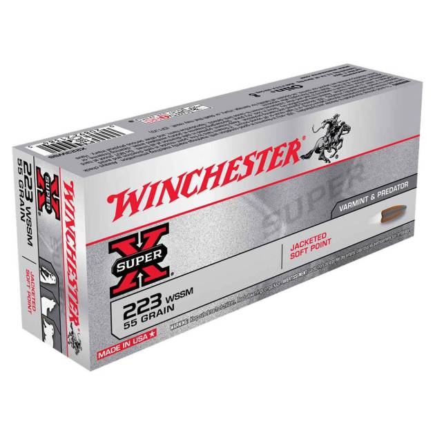 Winchester Super-X 223 WSSM (Winchester Super Short Mag) 55gr JSP Rifle Ammo - 20 Rounds