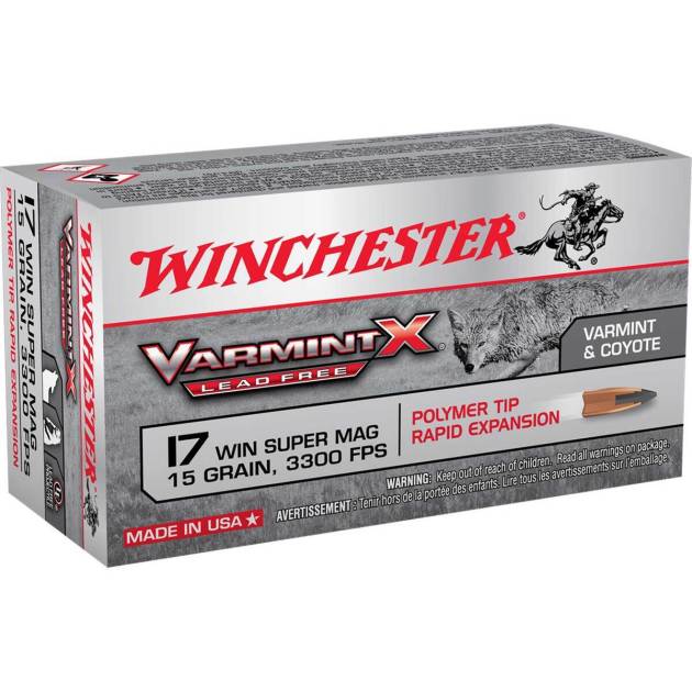 Winchester Varmint X 17 Winchester Super Mag 15gr Polymer Tip Rimfire Ammo - 50 Rounds