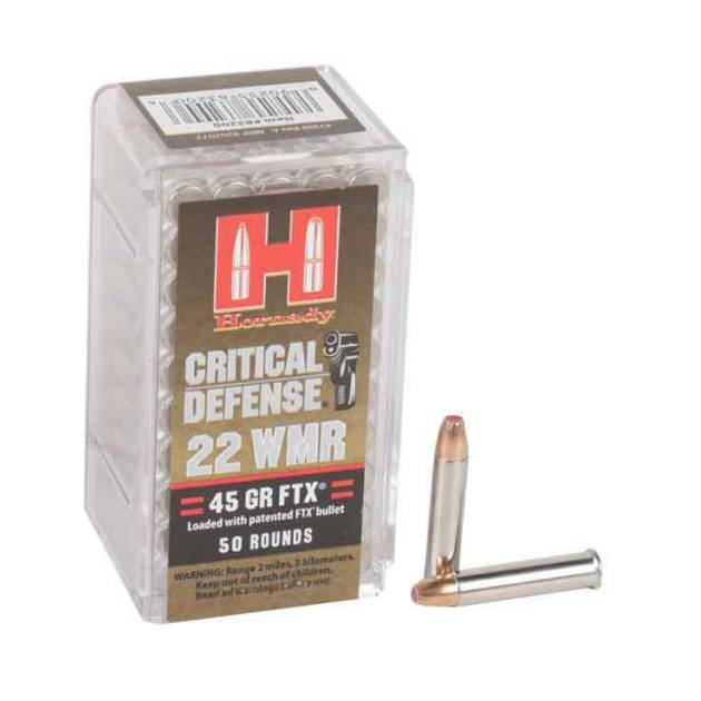 Hornady Critical Defense 22 WMR (22 Mag) 45gr FTX Rimfire Ammo - 50 Rounds
