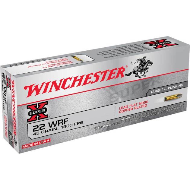 Winchester Super-X 22 WRF 45gr Lead Flat Nose Rimfire Ammo - 50 Rounds